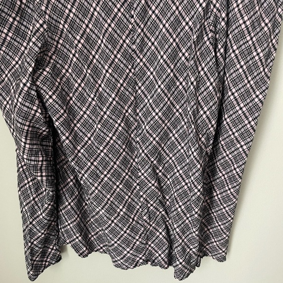 Zara Woman Black & Pink Plaid Feminine Puff Long Sleeve Top Size Medium - Picture 7 of 10